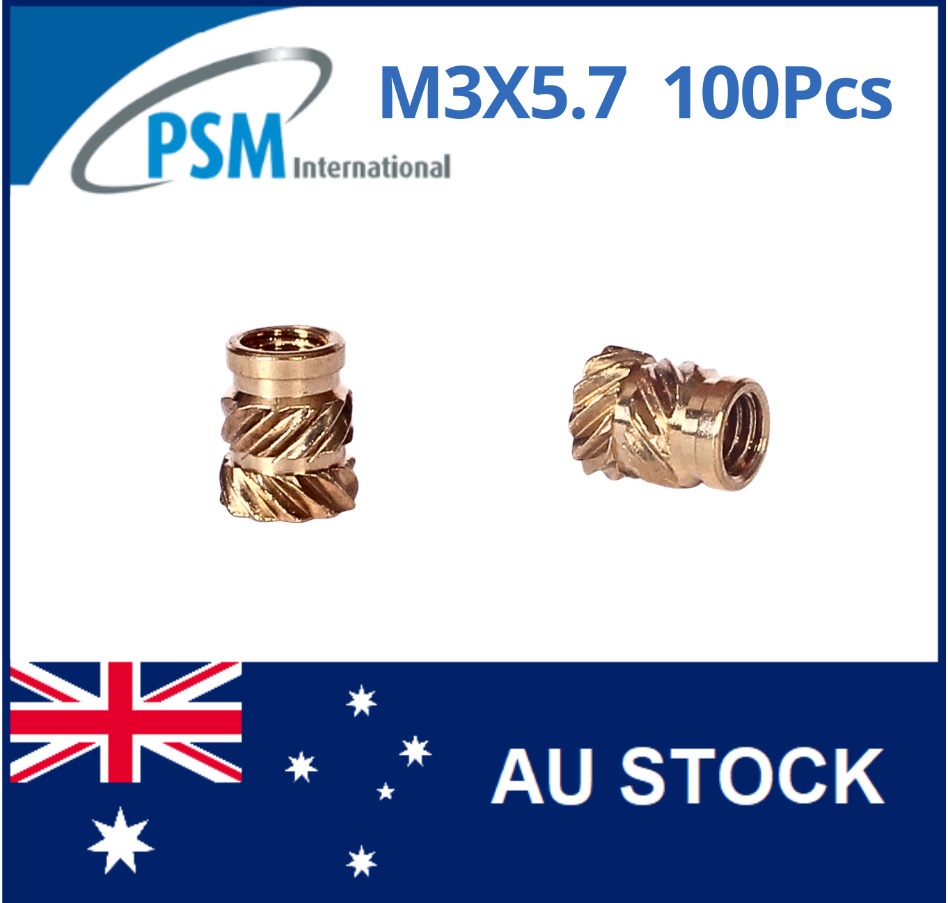 INSERT FOR PLASTIC M3 X 5.7 SONIC-LOK BRASS PSM05741