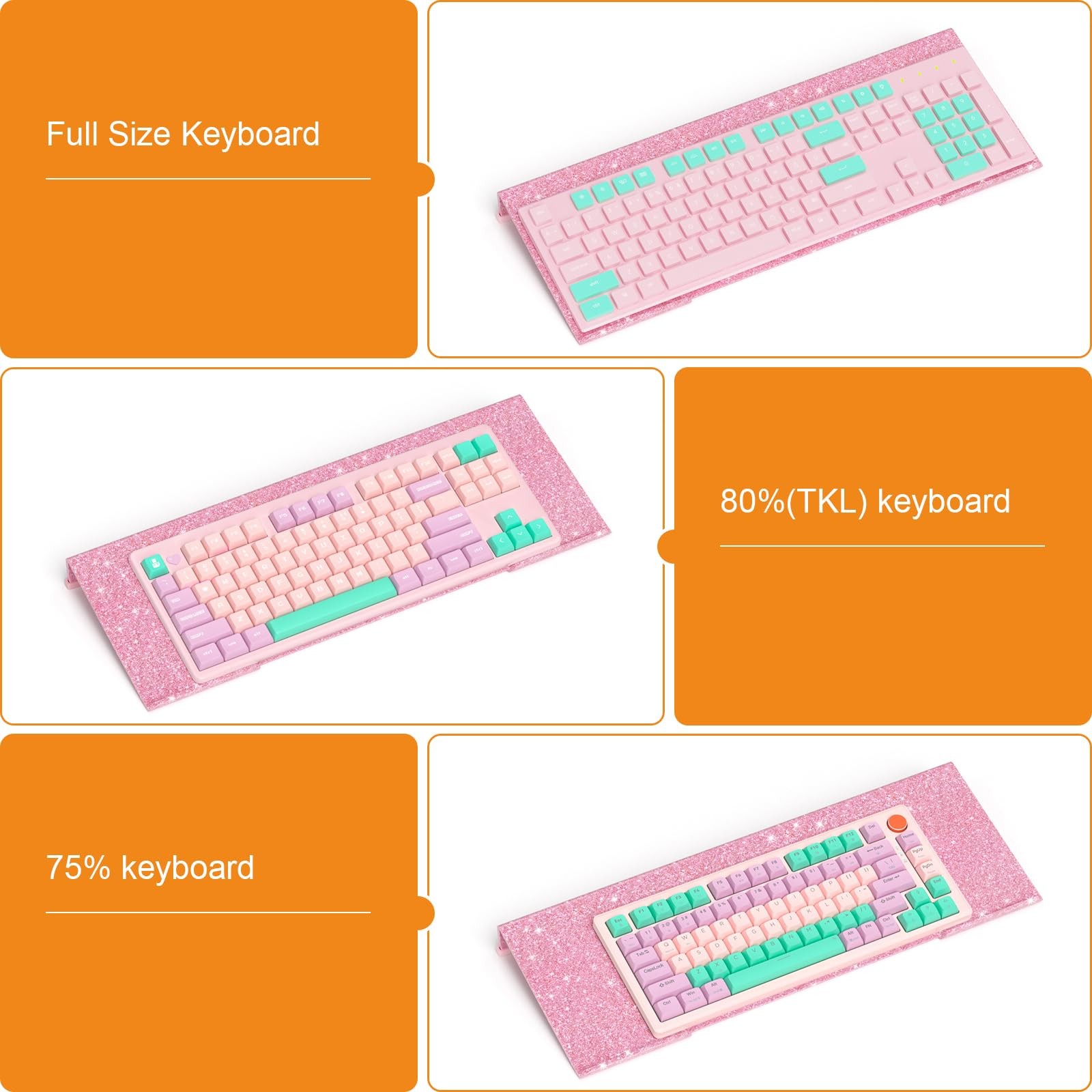 BEEGO Ergonomic Computer Keyboard Stand - Glitter Pink Acrylic Keyboard Riser...