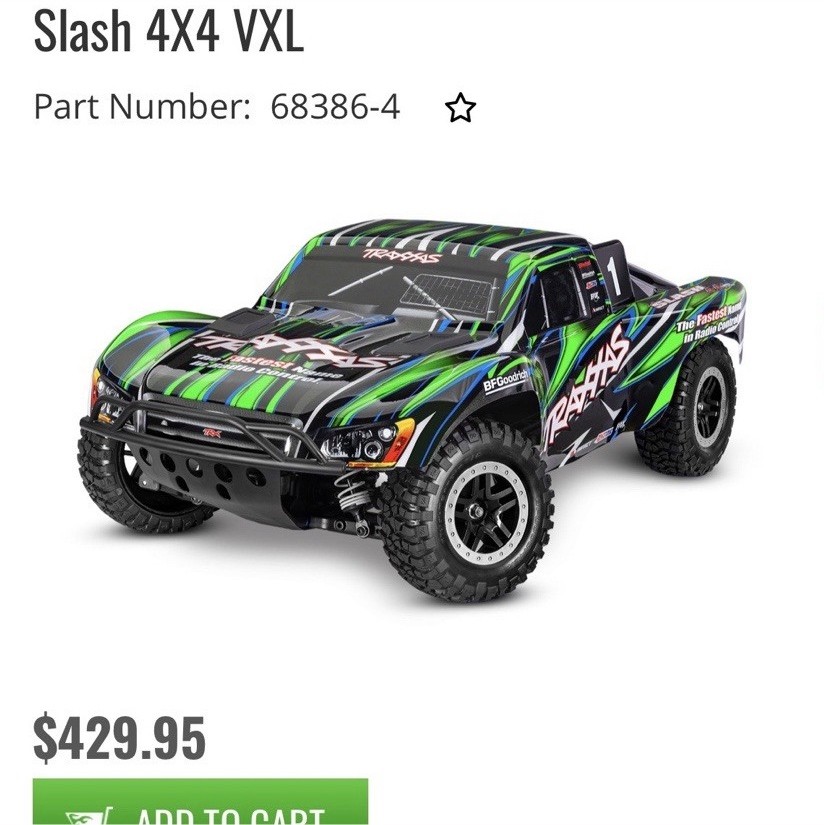Traxxas Slash 4X4 VXL 1:10 Brushless Electric RC Truck Green Black Blue