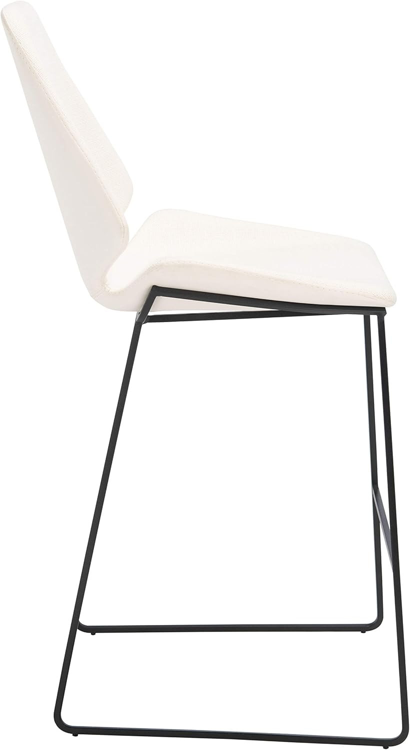 Masami White Faux Leather & Black 26-Inch Counter Stool - Home Collection