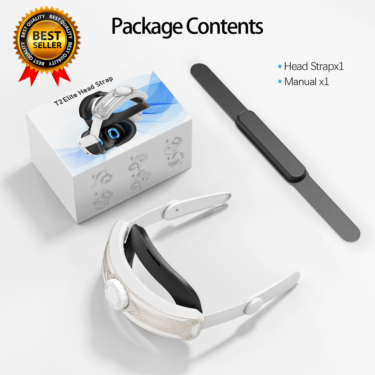 Head Strap for Meta Quest 2 VR Headset Elite Strap Adjustable Soft Cushion