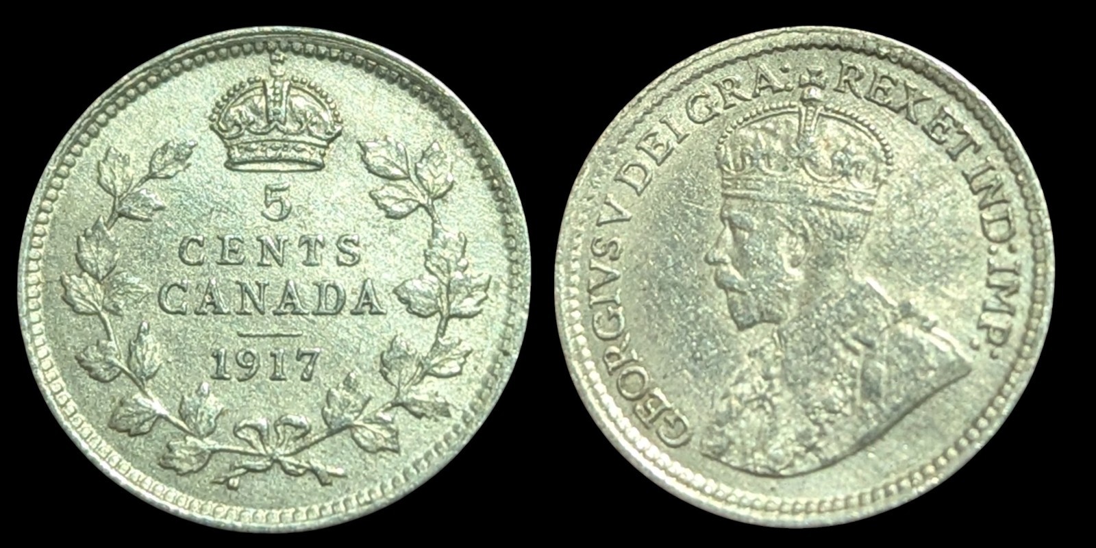1917 Canada 5 Cent Silver