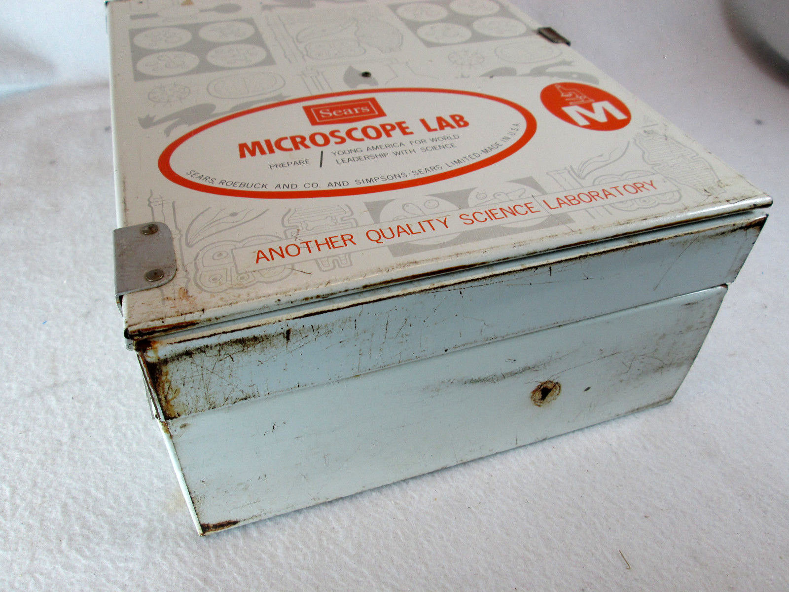 Vintage 1960's Sears Microscope Lab w/metal fold out case