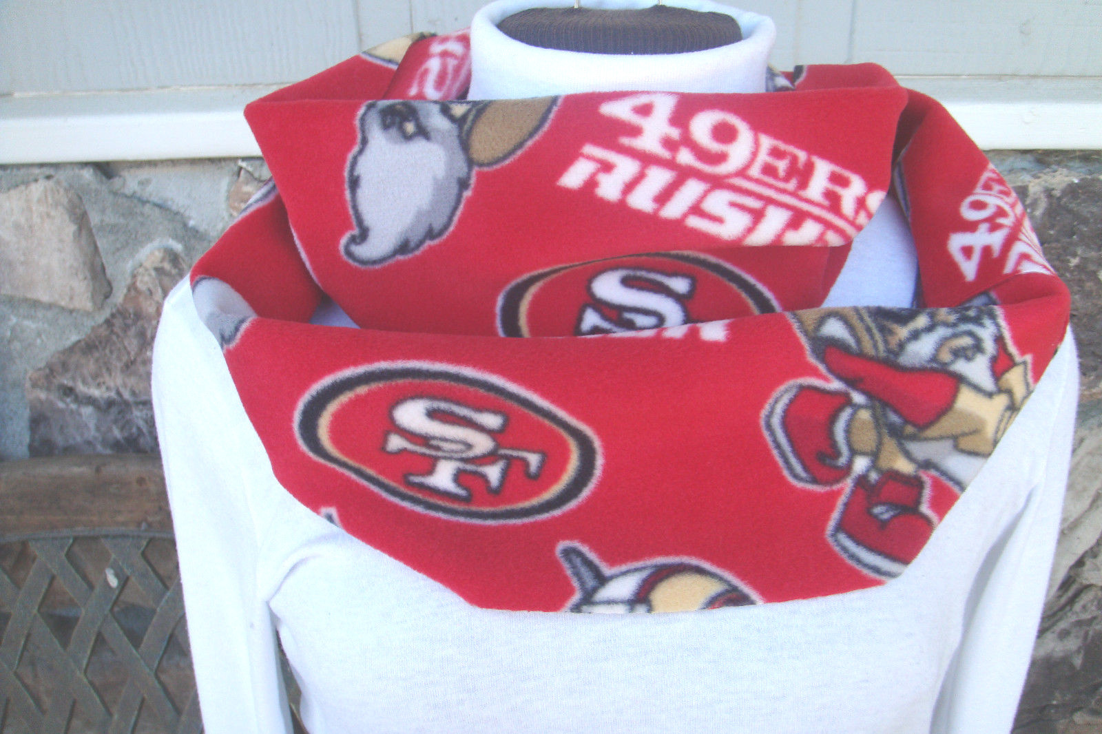 SF 49'ERS RUSHER SUPER  SOFT INFINITY COWL FLEECE SCARF UNISEX HANDMADE 6"X 60"