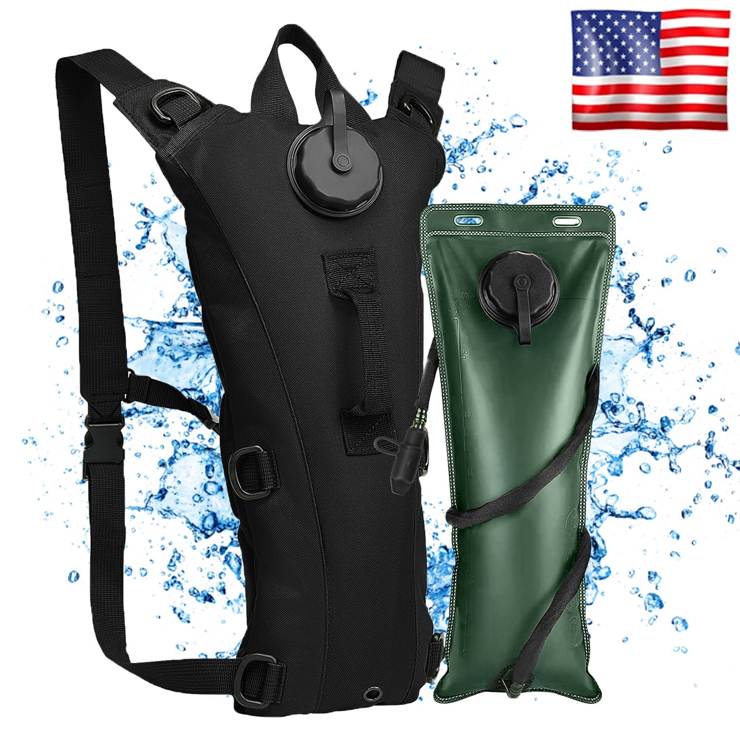 Camping Hydration Backpack, Lightweight Water Backpack with 3L Water Bladder Bag