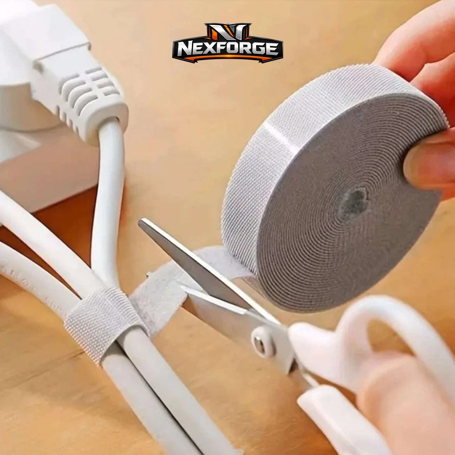 300cm/118inch Reusable Fastening Tape Cable Ties Hook and Loop Organizer, 1pc