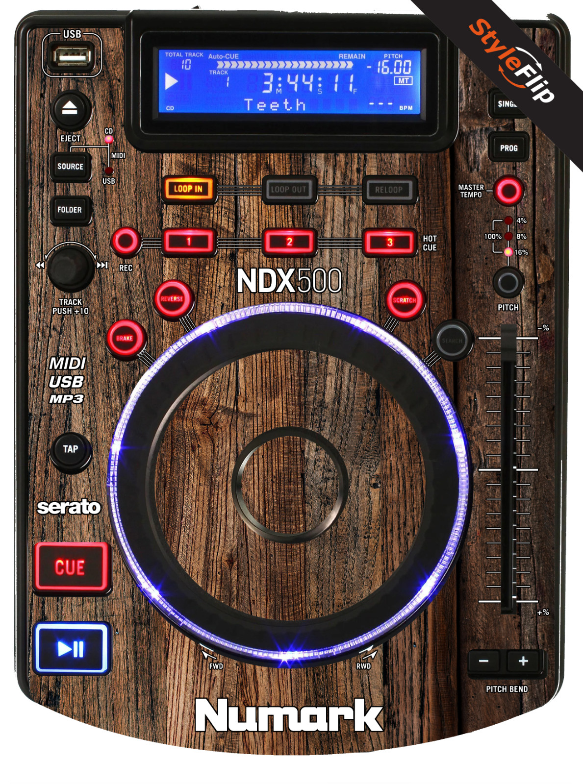 Numark NDX 500 Skin | Color Wood 3 | Protective Decal | StyleFlip Skins