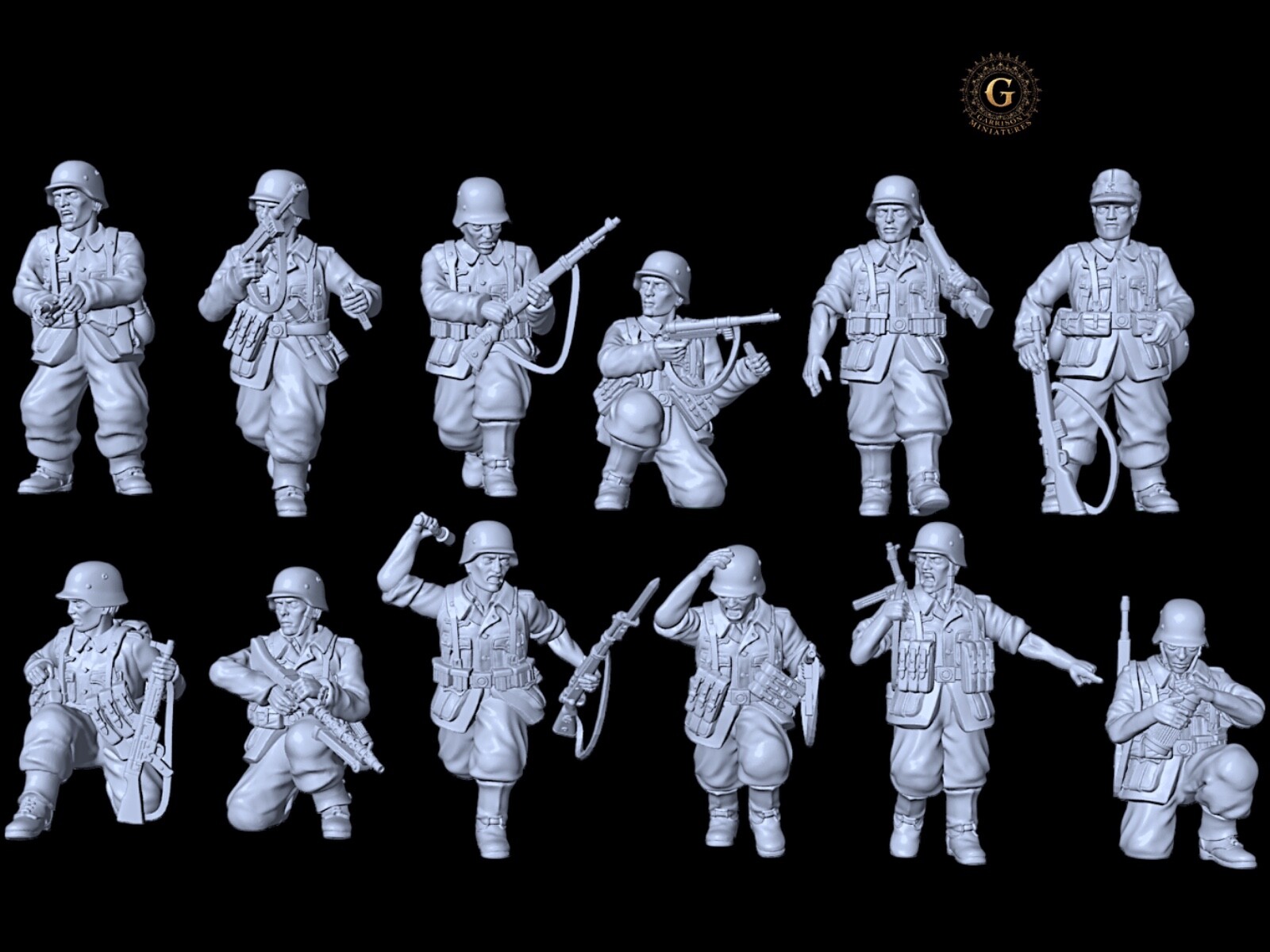 WW2 German Infantry X12 28mm ideal Bolt Action etc Wargames & Collectors