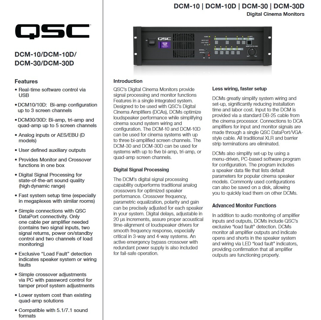 QSC DCM-30D Digital Cinema Monitor / Signal Processor