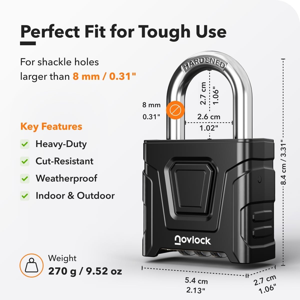 Outdoor Combination Lock – Heavy Duty, Large, Weatherproof Padlock with Code –