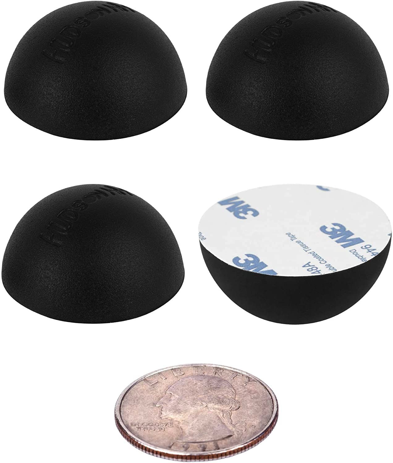 Hudson Hi-Fi Speaker Isolation Feet (4-Pack, 1") – 1" Hemisphere, Balck