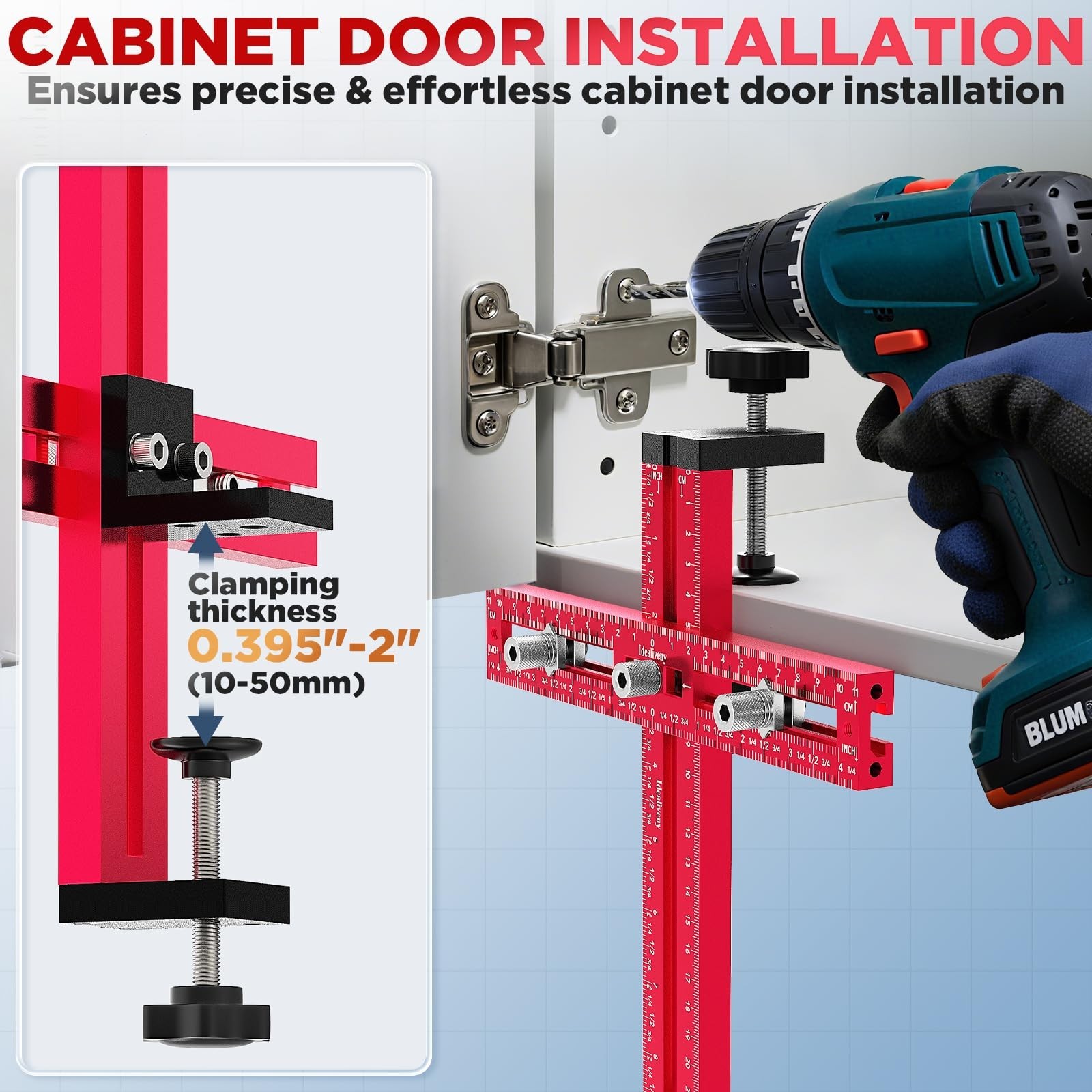 Adjustable Cabinet Hardware Jig - Precision Drill Guide for Knobs & Handles, DIY