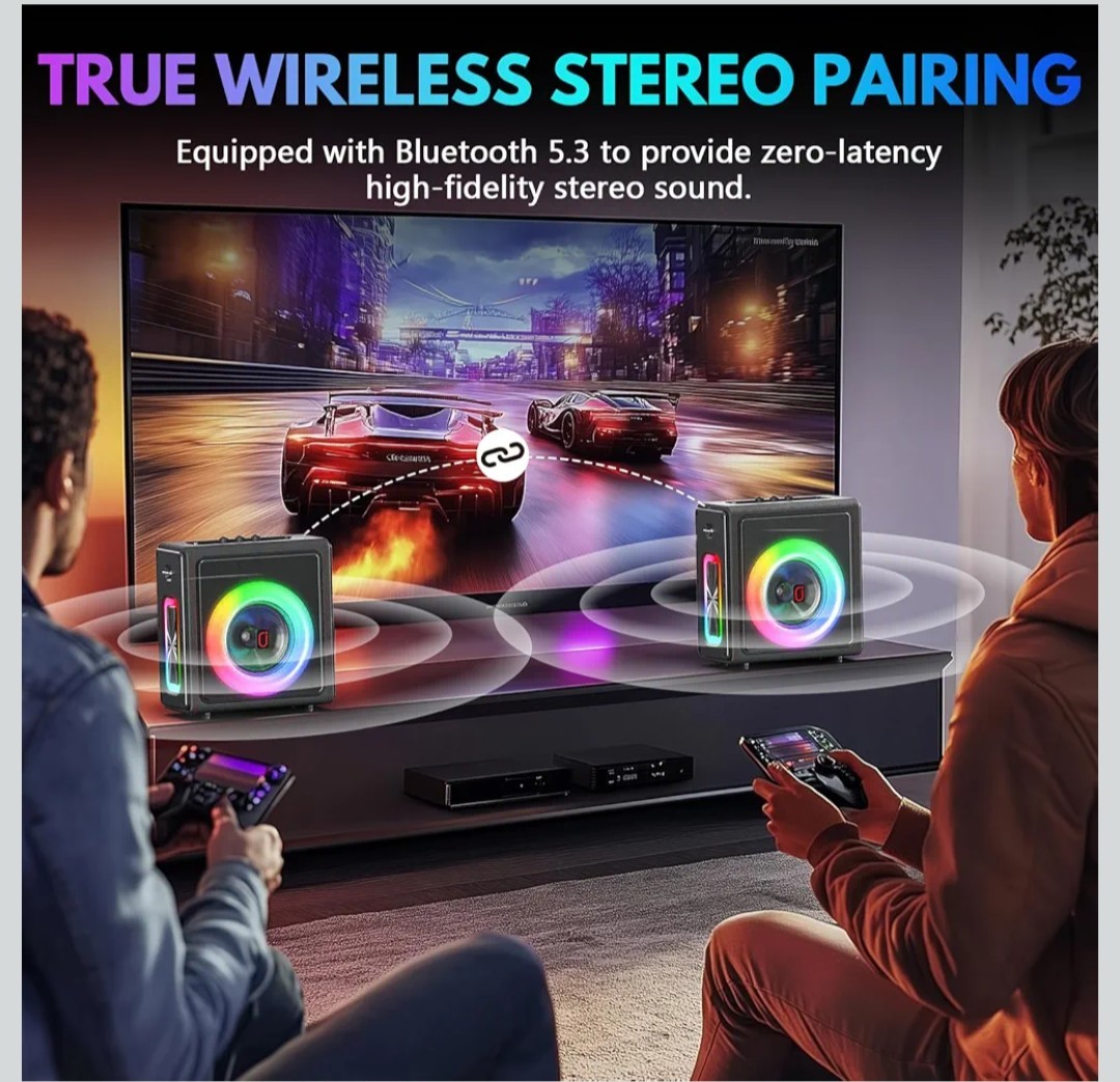 PPMIC Karaoke Machine, Portable Bluetooth 5.3 Speaker with 2 Wireless...