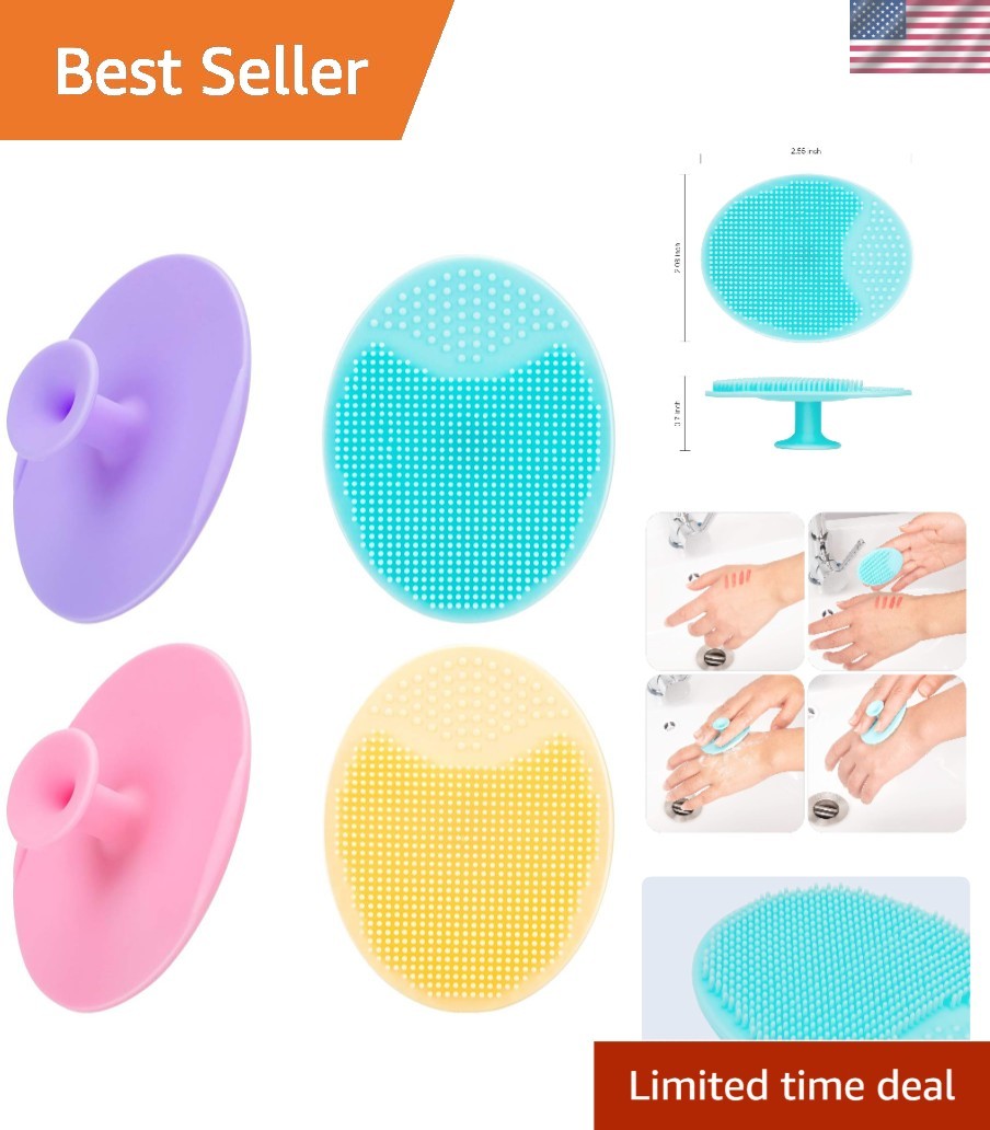 Portable 4 Pack Silicone Face Wash Brushes - Exfoliate & Improve Circulation