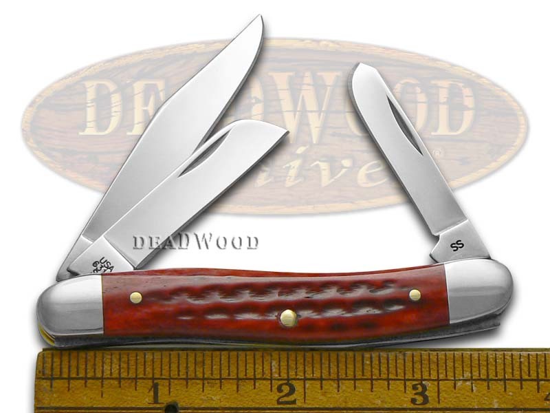 Case xx Stockman Knife Pocket Worn Jigged Old Red Bone Handle Stainless 00786