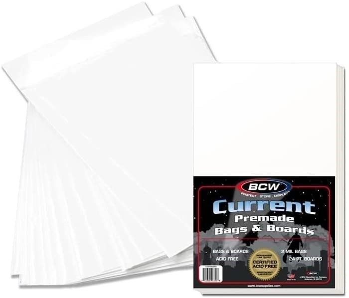 10 BCW Modern Age Comic Bags and Backing Boards Assembled 6 3/4 inch Ships Fast