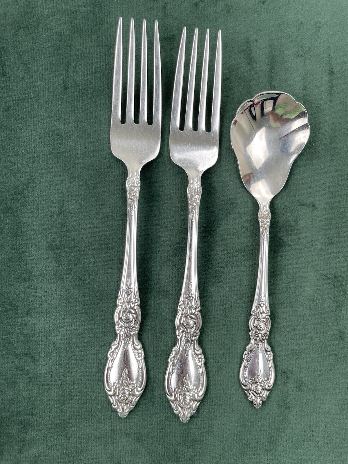 Oneida WORDSWORTH Sugar Spoon Dinner Fork Set 3 Stainless Flatware USA Made