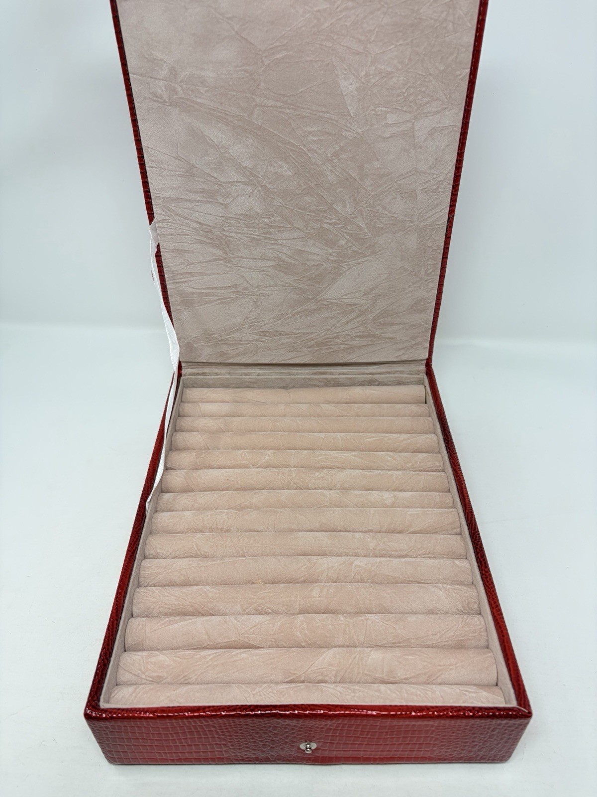 Shop LC Red Snake Skin Embossed Faux Leather Ring Jewelry Box with Snap Closure