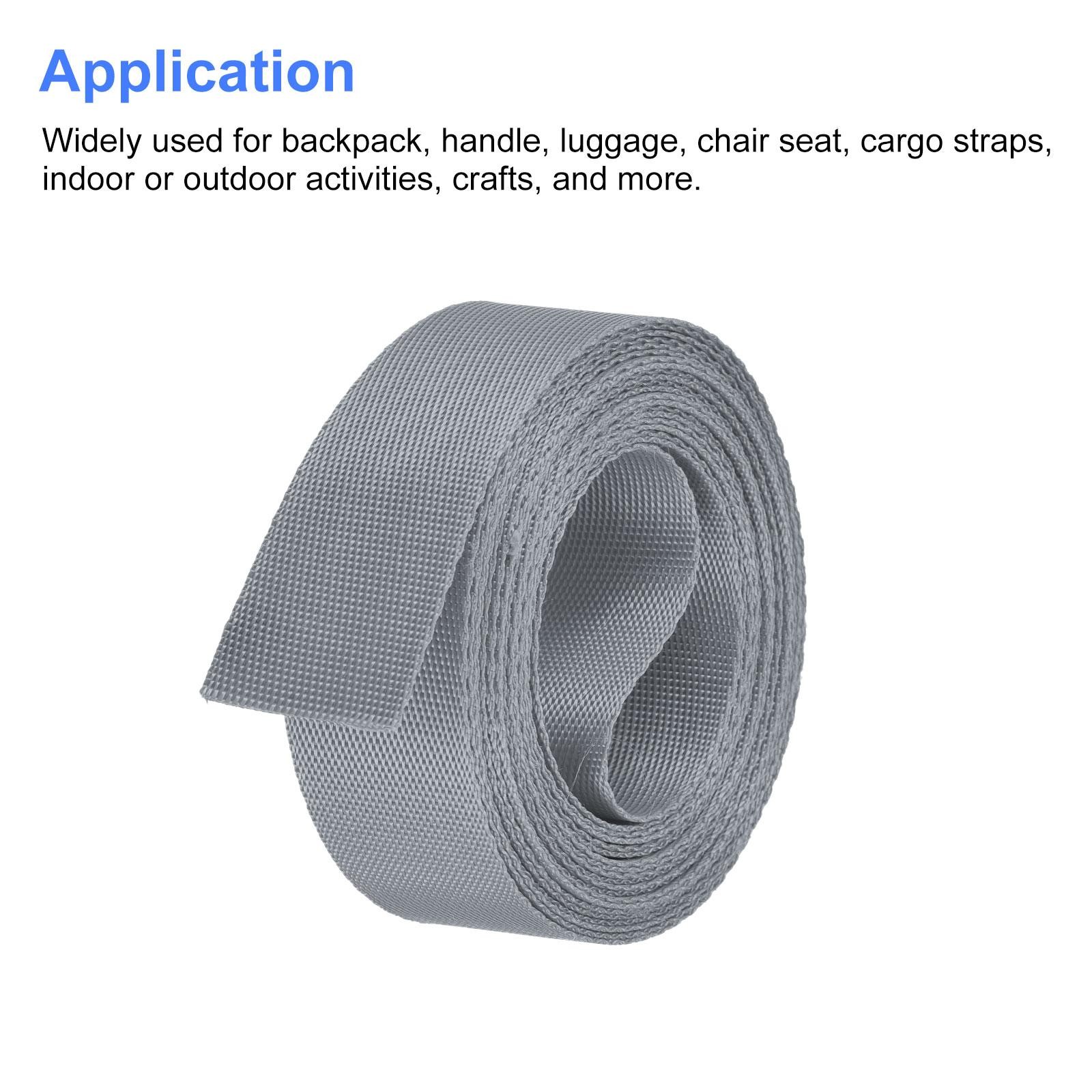 Flat Nylon Webbing Strap 1 Inch 4 Yards Gray for Backpack, Luggage-rack