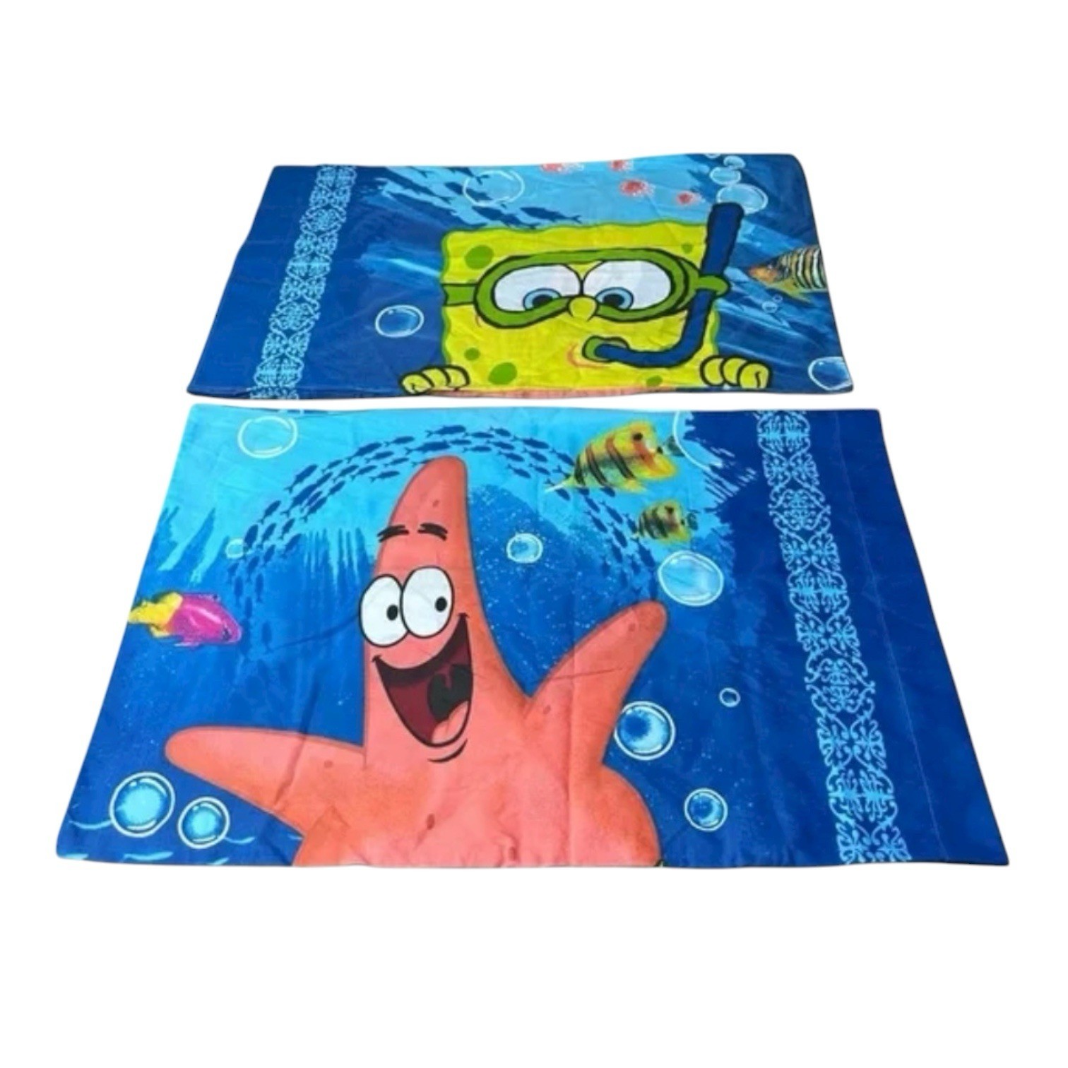Y2K Set Sponge Bob Squarepants Patrick 2 Sided Standard Pillowcases Vtg 2007