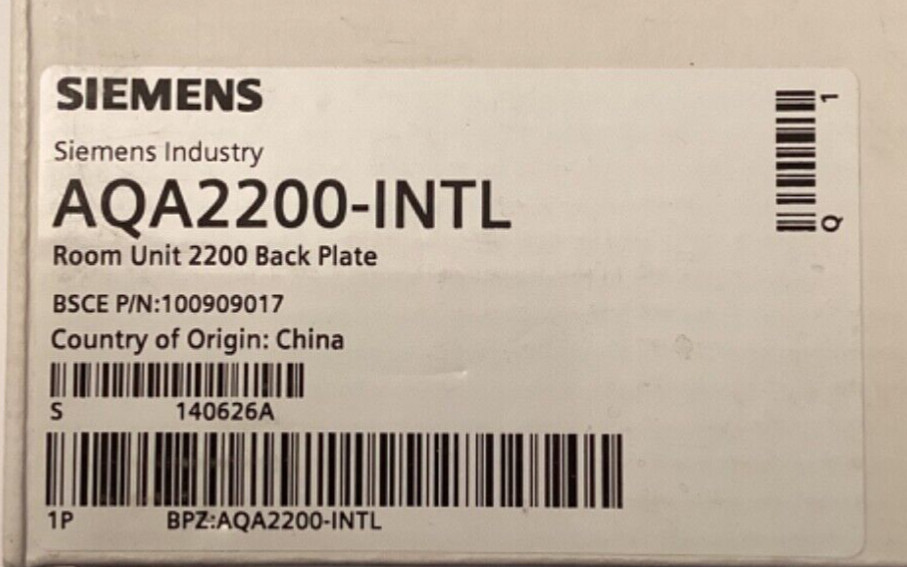 SIEMENS AQA2200-INTL, Room Unit 22000 Back Plate, ( 8 plates per box)