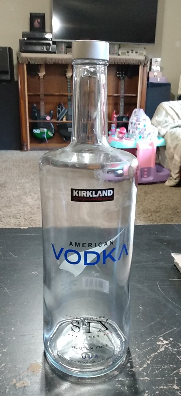 Kirkland VODKA Bottle 1.75 L Man Cave Art Bar Decor Display 12.5" Empty Glass