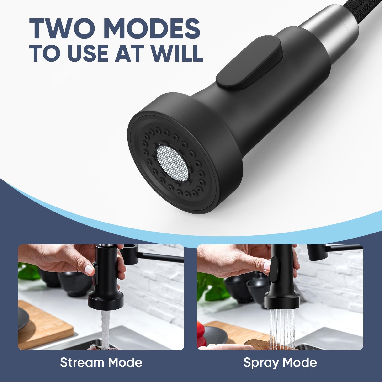Kitchen Faucets with Pull Down Sprayer Commercial 17 inch Height, Matte Black