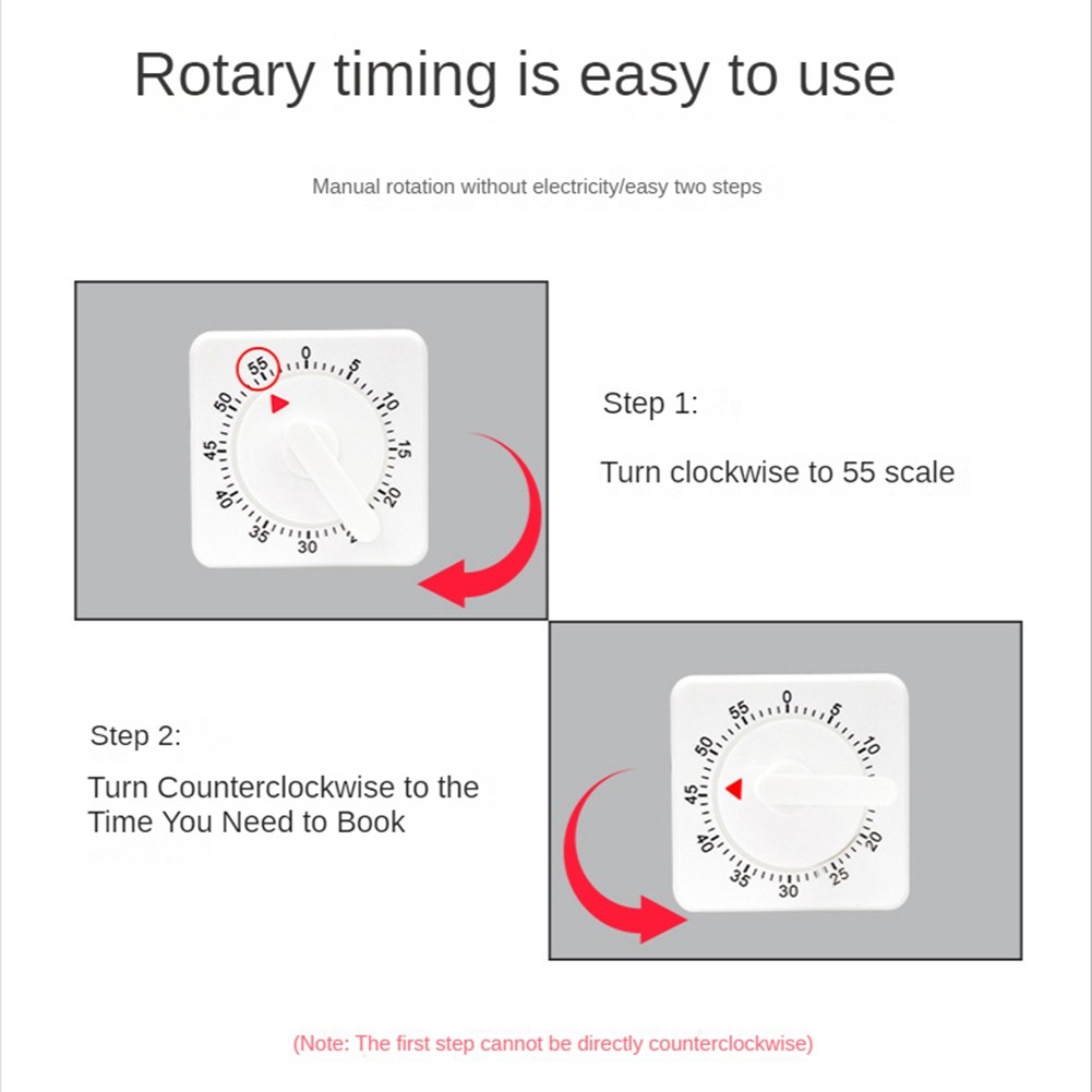 2-Pack Square 60 Minute Mechanical Kitchen Timer,Chef Cooking Timer Clock2238