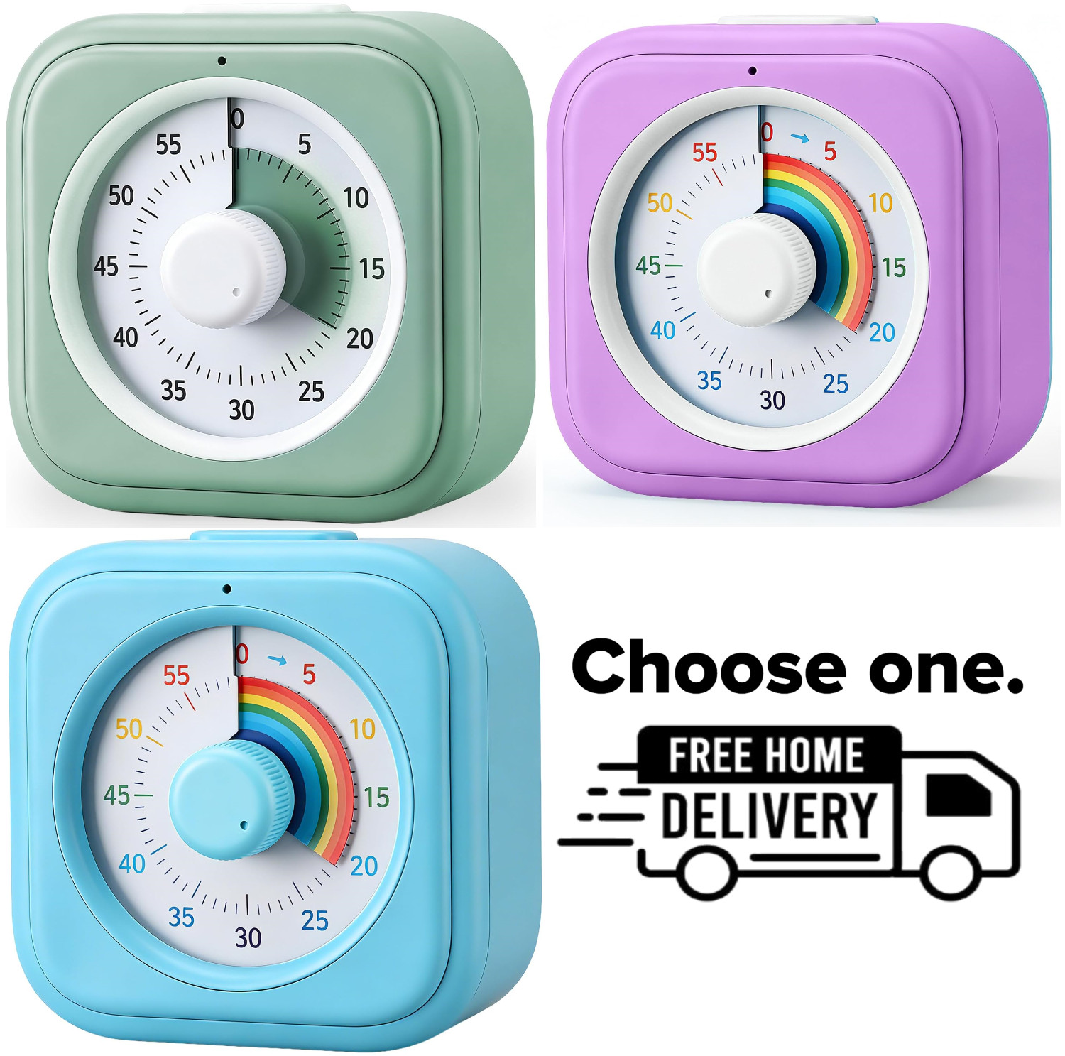 60 Minute Visual Timer for Kids, Silent Countdown Clock, Time Management Tool fo