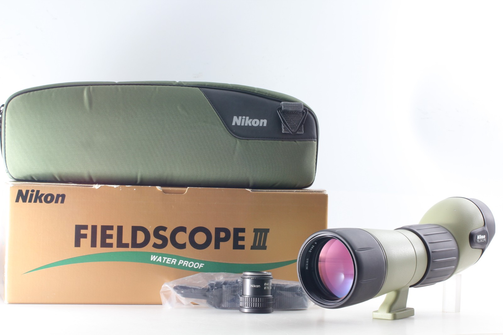 [Near MINT] Nikon Fieldscope III D-60P Spotting Scope w/20x Eyepiece Case Box JP