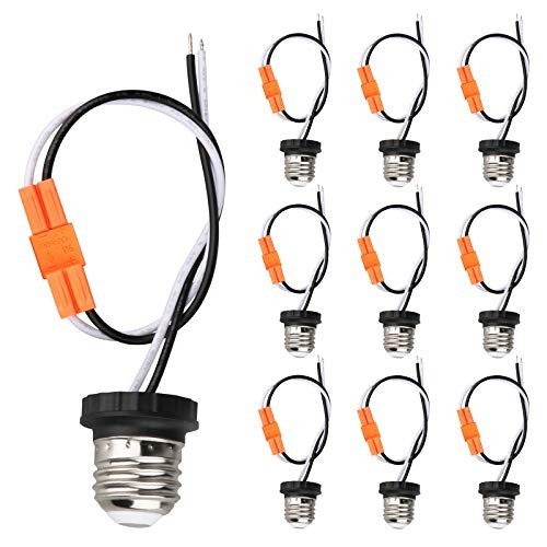 10 Pack E26 Socket Adapter, Screw-in Male Light Bulb Pigtail for LED Ceiling Lig