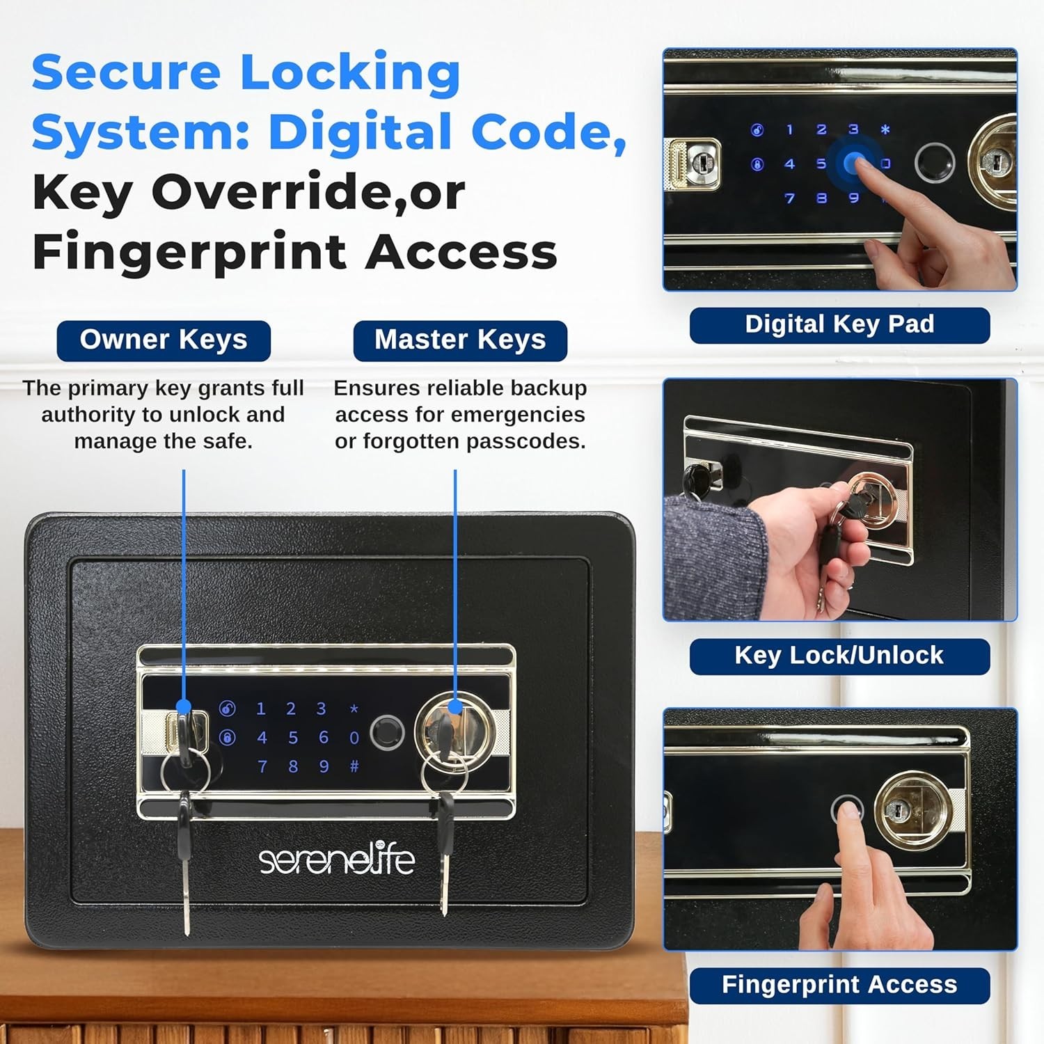 Fingerprint Safe 0.63 Cubic Ft - Biometric and Fire Resistant | Secure Storage