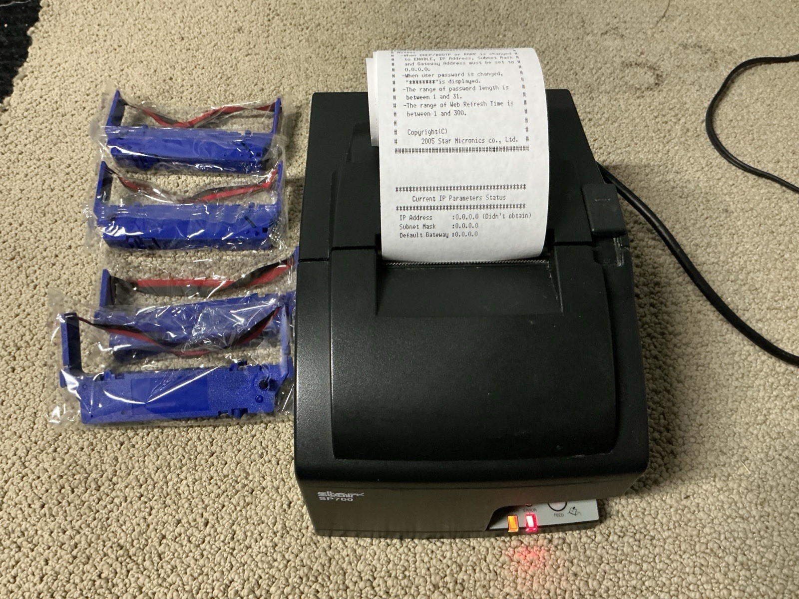 STAR SP700 SP742 POS Receipt Printer Square & Clover with 4 Ribbon Catridges