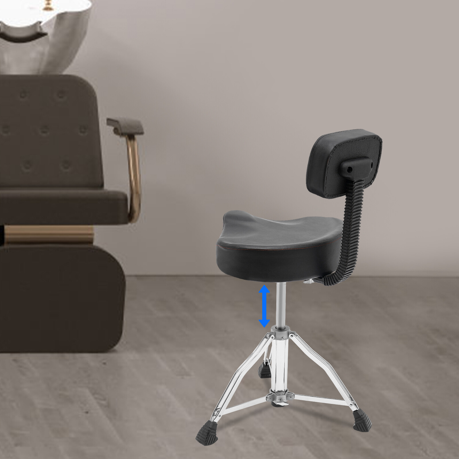 Drum Stool with Backrest Height Adjustable Drum Stool Pneumatic Drum Chair Black