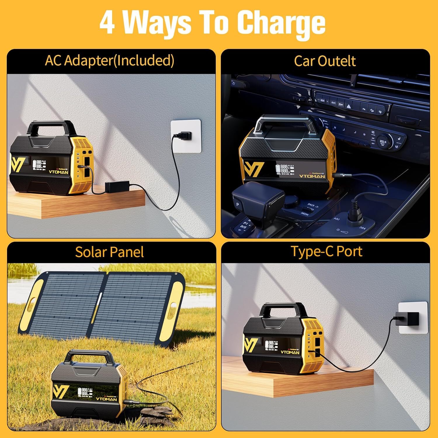VTOMAN FlashSpeed 300 Portable Power Station 300W, 230Wh Solar Generator LiFePO4