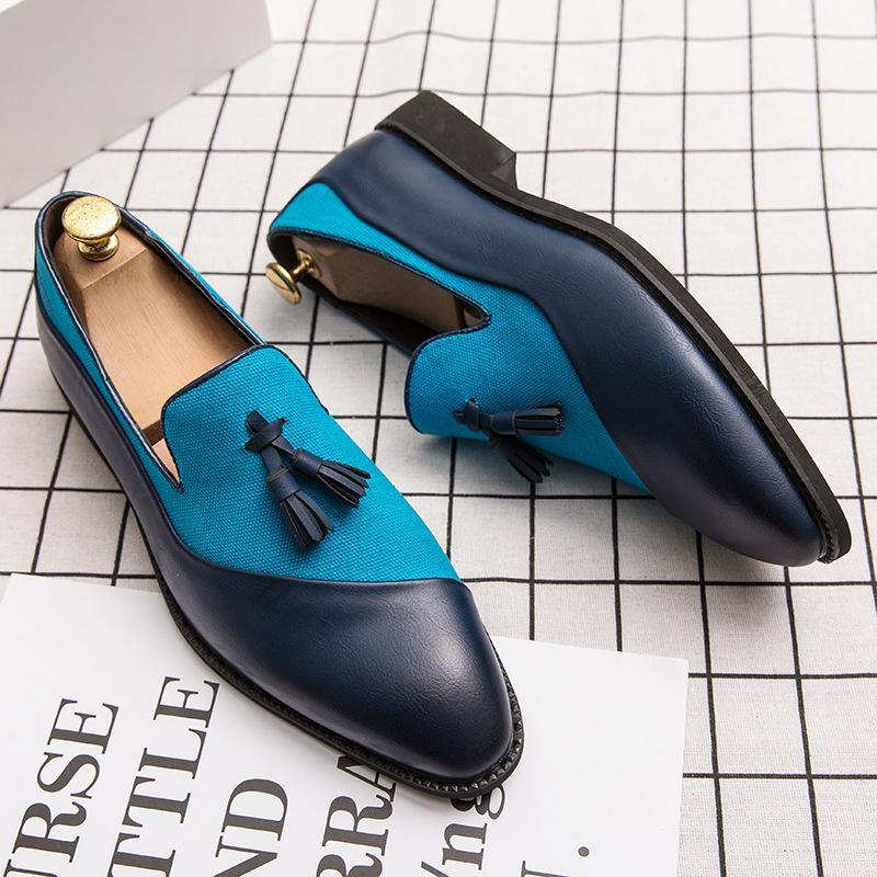 Men's Round Toe Tasseled Match Color Slip On Oxfords Casuals Dress Shoes