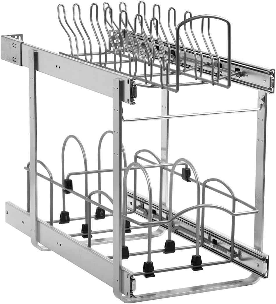 Pull Out Cookware Organizer 2 Tier 11x19.75 Inch