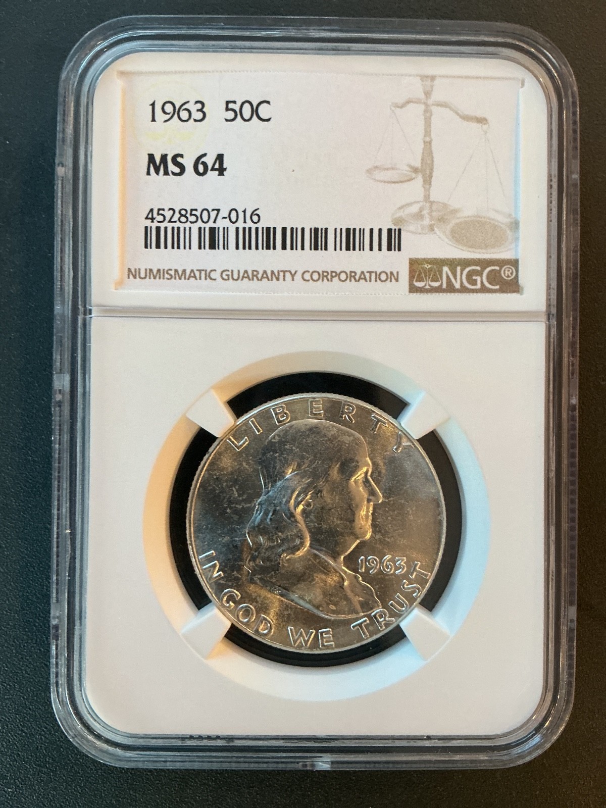 1963 Franklin Half Dollar – NGC MS64 – Brilliant Uncirculated 90% Silver