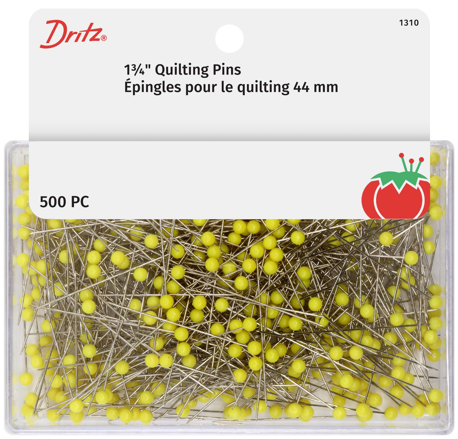 Dritz 1310 Quilting Pins, Yellow, 1-3/4-Inch (500-Count)