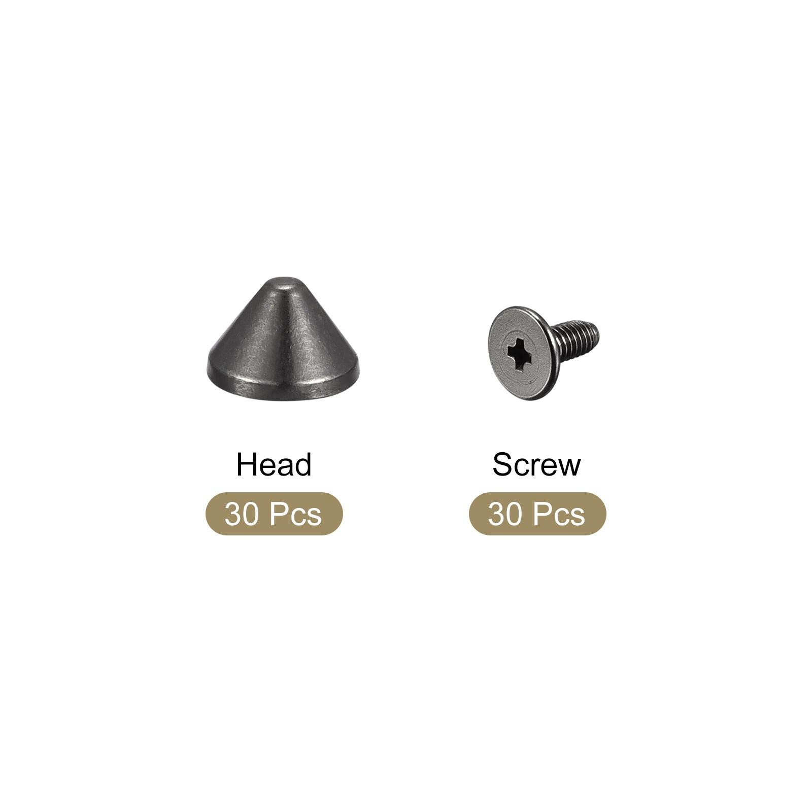 9x6mm Screw Back Rivets, 30 Sets Solid Leather Studs for DIY Black