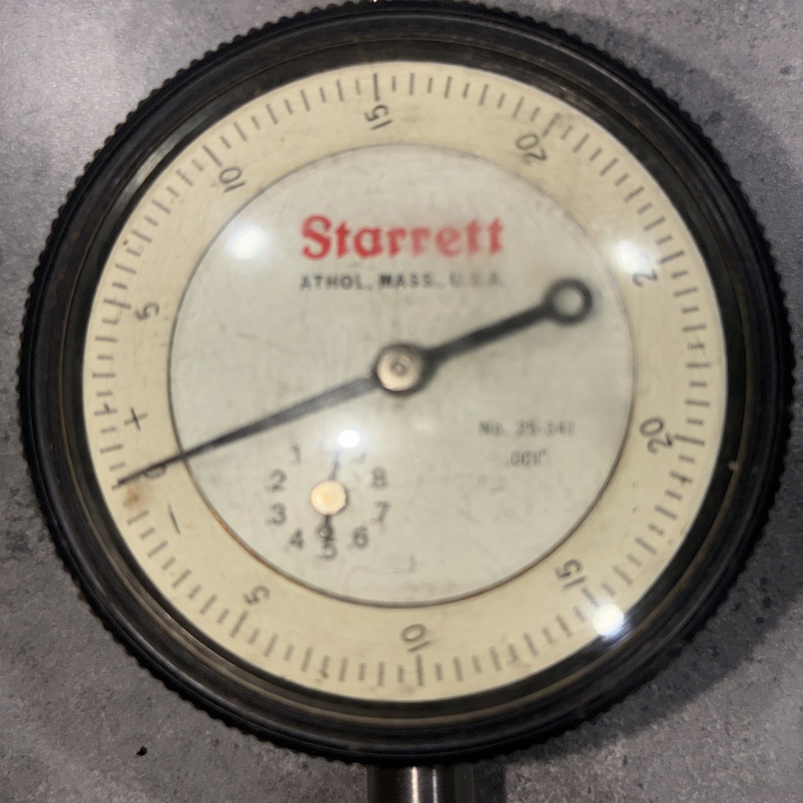 Vintage Starrett No. 25-341 Dial Indicator .001