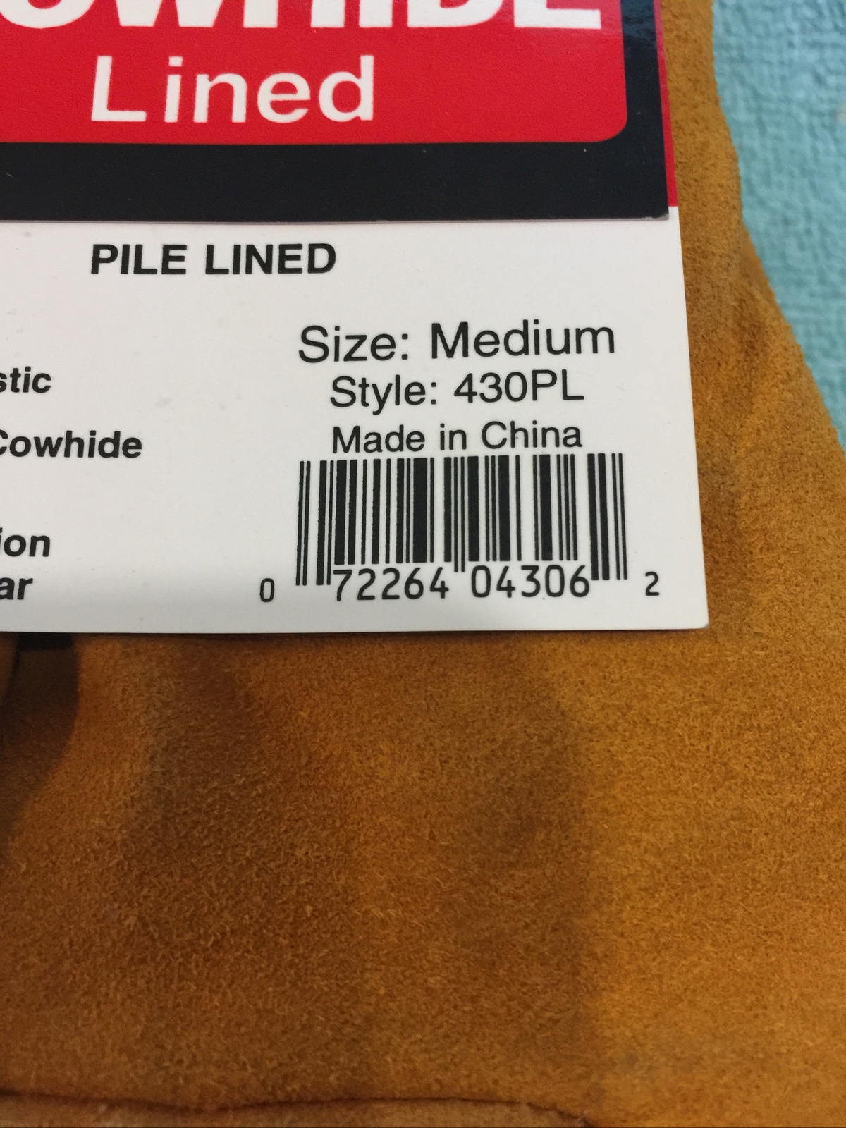 Mid West Genuine Cowhide Lined Pile Lined Work Gloves Medium New