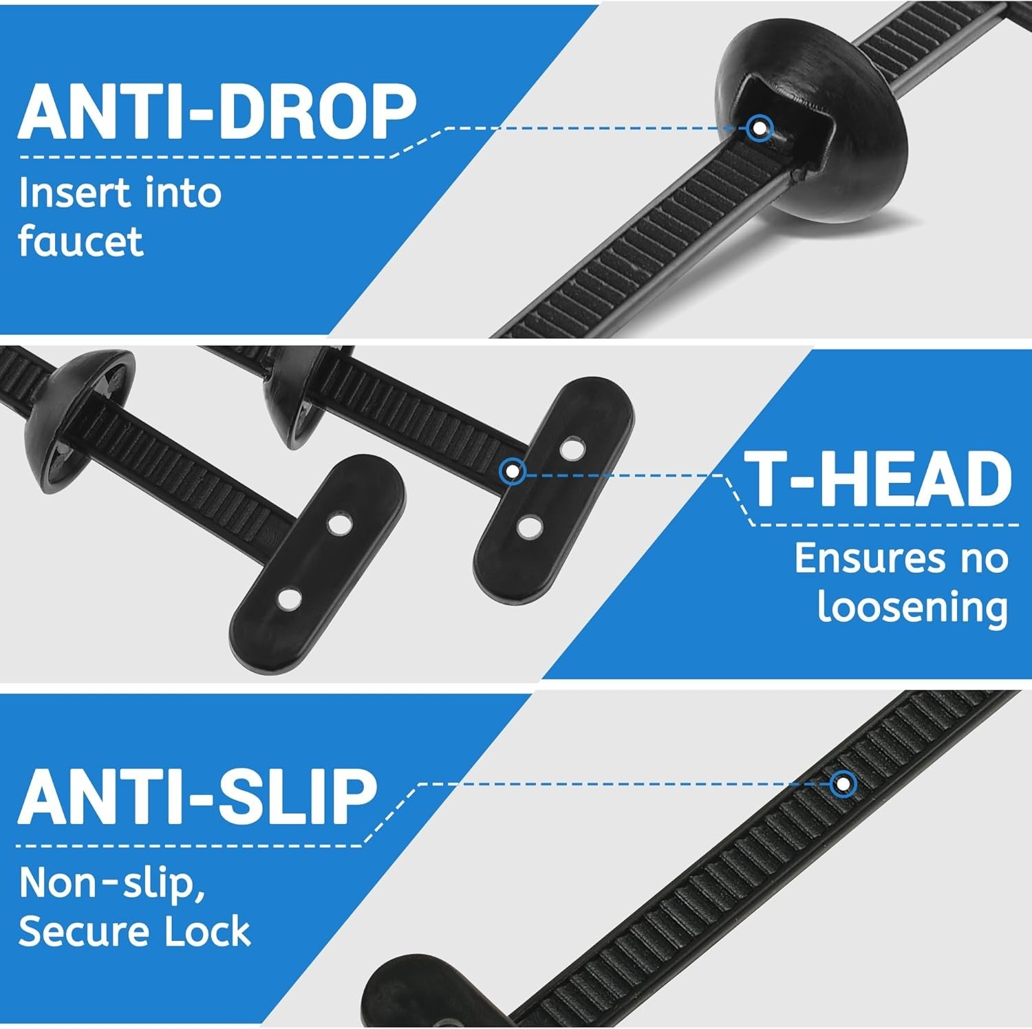 70Pcs Nylon Cable Tie Buckle Heavy Duty Self-Locking Zip Ties Holder Pin Button