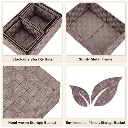 Woven Storage Baskets, Storage Bins, Cube Basket Container Baskets 6 pack Brown