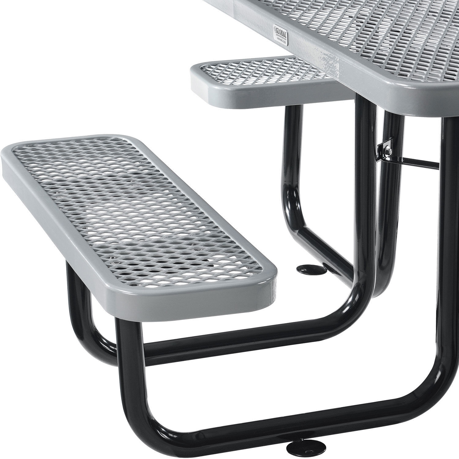 Global Industrial 46" Expanded Metal Square Picnic Table Gray