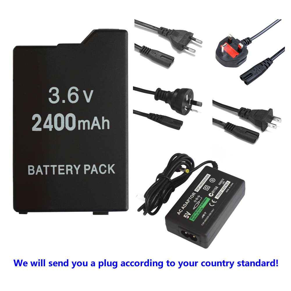 Rechargeable Battery & Charger for PSP 2001 2000 3000 2006 New 3.6V 3600mAh
