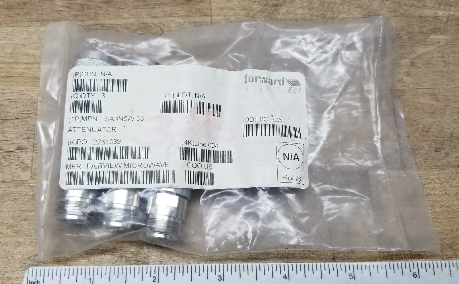 New / NOS LOT OF 3 Fairview Microwave SA3N5W-03 3dB Fixed Attenuator N Male Plug