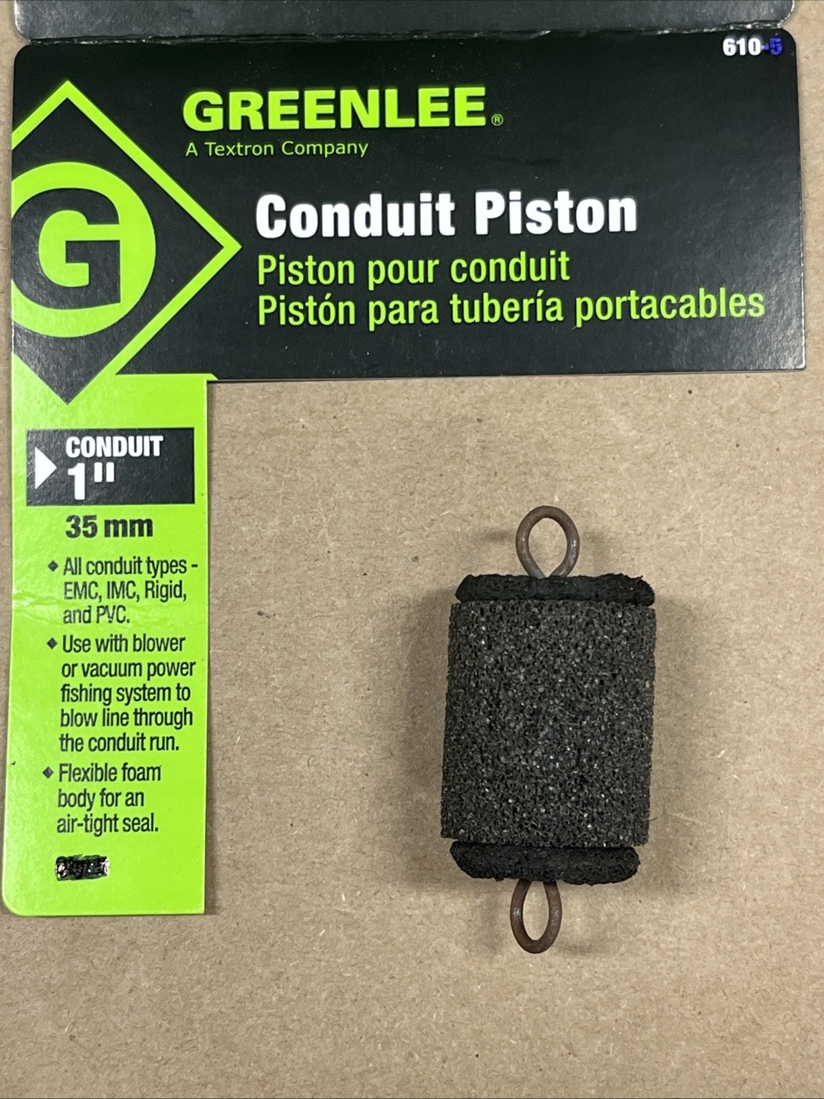 Greenlee 610 1" Foam Conduit Piston