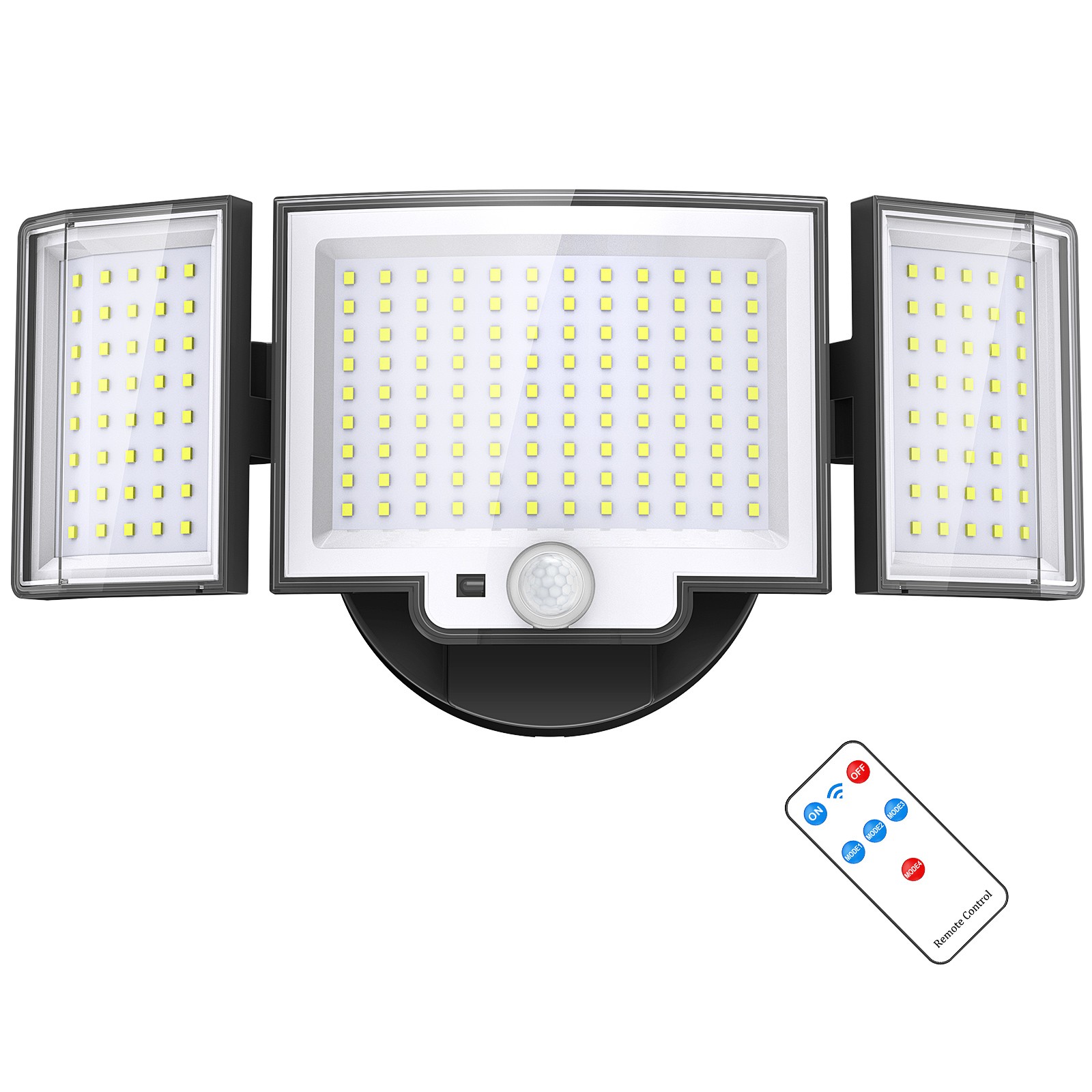 2 Pack 188LED Security Light Motion Sensor Outdoor 3 Head Floodlight Waterproof