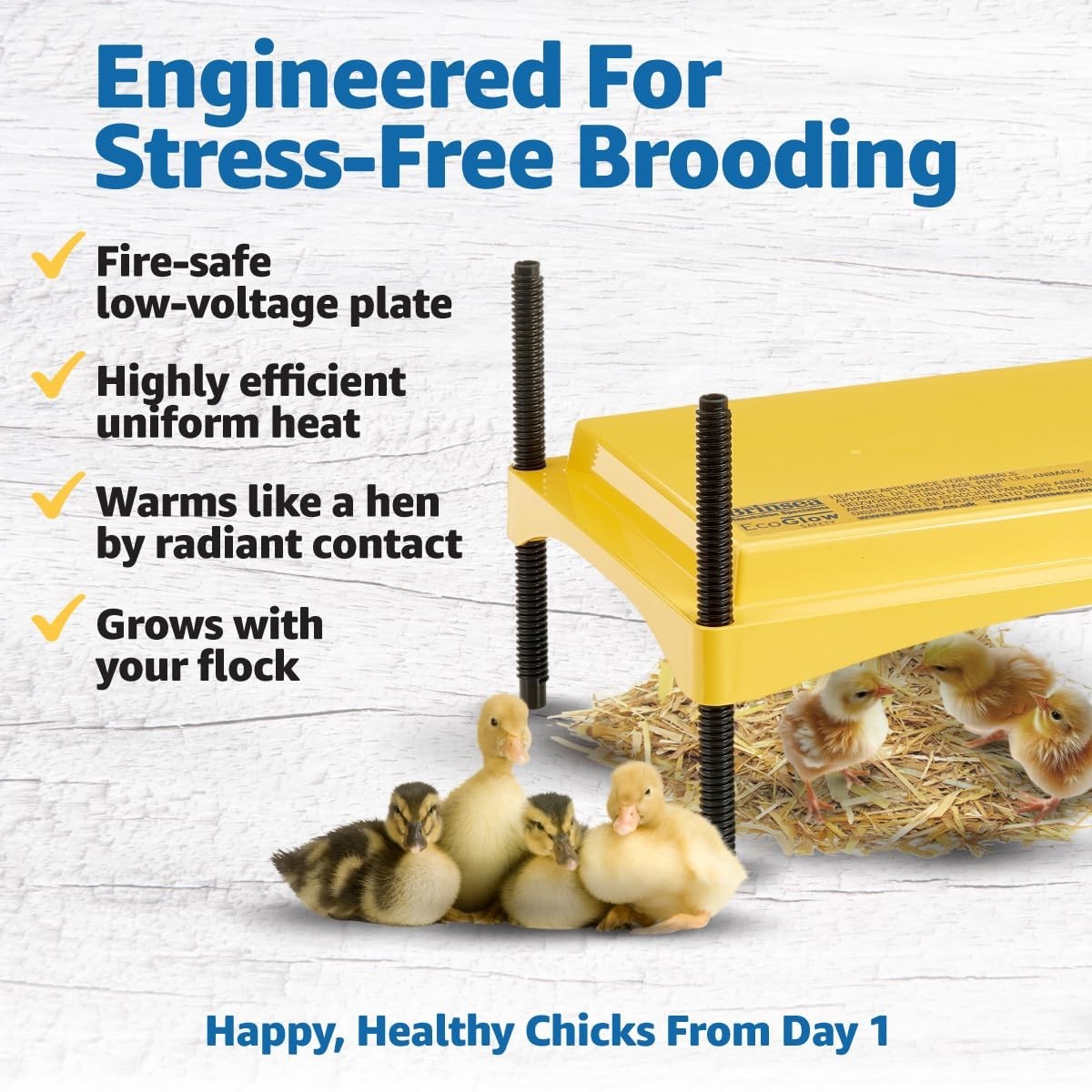 Chick & Duckling Brooder Plate - Height Adjustable 18W, Safe Low Voltage Heat, U
